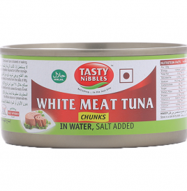Tasty Nibbles White Meat Tuna Chunks In Water, Salt Added  Tin  185 grams